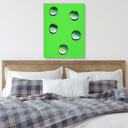 Groene waterdruppels, waterkunst canvas afdruk (Insitu (Slaapkamer))