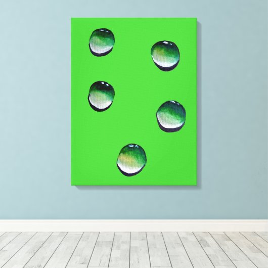 Groene waterdruppels, waterkunst canvas afdruk (Insitu (Houten vloer))
