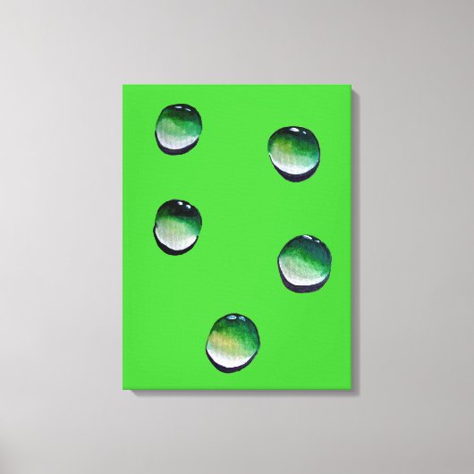 Groene waterdruppels, waterkunst canvas afdruk (Voorkant)