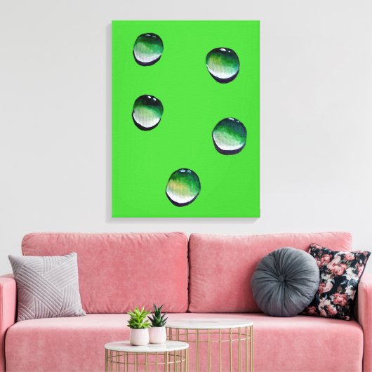 Groene waterdruppels, waterkunst canvas afdruk (Insitu (Woonkamer))