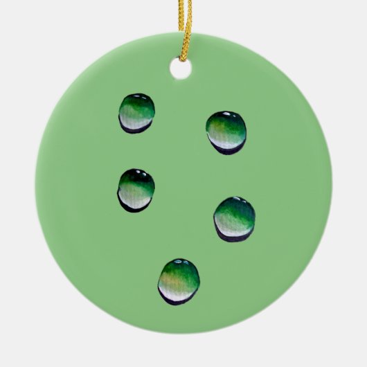 Groene waterdruppels, waterkunst keramisch ornament (Voorkant)