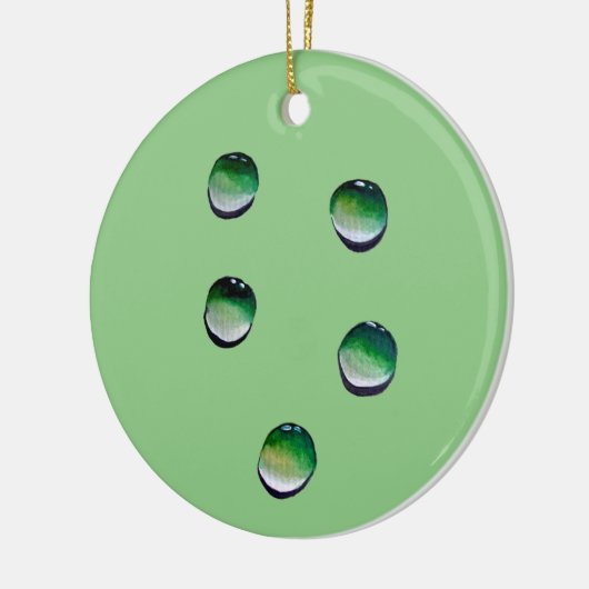 Groene waterdruppels, waterkunst keramisch ornament (Links)