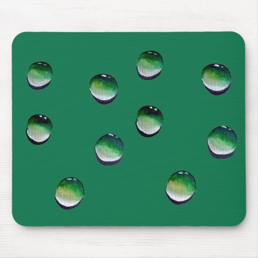 Groene waterdruppels, waterkunst muismat (Voorkant)