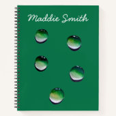 Groene waterdruppels, waterkunst notitieboek (Voorkant)