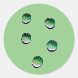 Groene waterdruppels, waterkunst ronde sticker