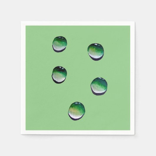 Groene waterdruppels, waterkunst servet (Voorkant)