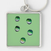 Groene waterdruppels, waterkunst sleutelhanger (Voorkant)