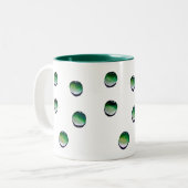 Groene waterdruppels, waterkunst tweekleurige koffiemok (Voorkant links)