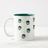 Groene waterdruppels, waterkunst tweekleurige koffiemok (Links)