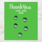 Groene waterdruppels, waterkunst wijn etiket (Enkel label)