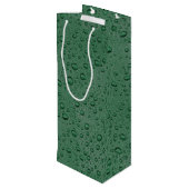 Groene waterdruppels wijn cadeautas (Achterkant Gekanteld)