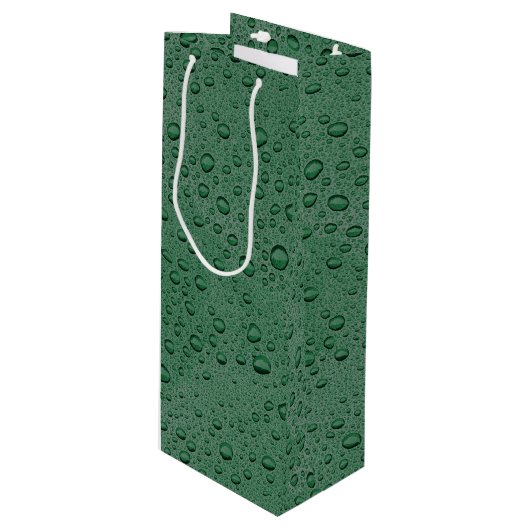 Groene waterdruppels wijn cadeautas (Voorkant Gekanteld)