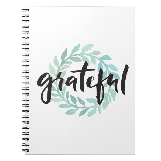 Groene waterkleur Grateful Wreatful Herfst Gratitu Notitieboek (Voorkant)