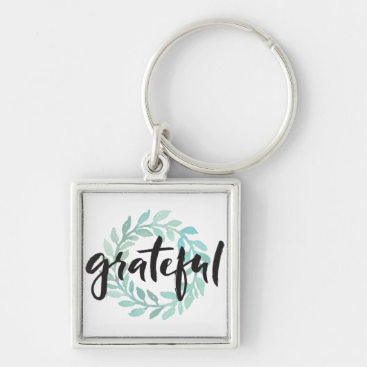 Groene waterkleur Grateful Wreatful Herfst Gratitu Sleutelhanger (Voorkant)