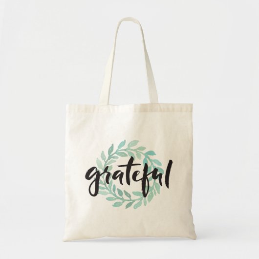 Groene waterkleur Grateful Wreatful Herfst Gratitu Tote Bag (Voorkant)