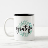 Groene waterkleur Grateful Wreatful Herfst Gratitu Tweekleurige Koffiemok (Links)