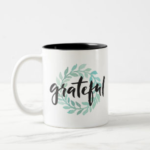 Groene waterkleur Grateful Wreatful Herfst Gratitu Tweekleurige Koffiemok