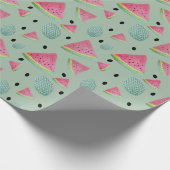 Groene Watermeloen Patroon Waterverf Handbeschilde Cadeaupapier (Hoek)
