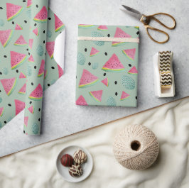 Groene Watermeloen Patroon Waterverf Handgeschilde Cadeaupapier
