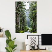 Groene Waterval Toevlucht Poster (Thuiskantoor)