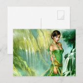Groene watervalschoonheid briefkaart (Voorkant / Achterkant)