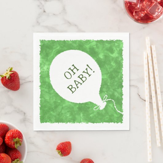Groene Waterverf aangepaste tekst Baby shower op B Servet (Insitu)