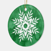 Groene Waterverf Abstracte Sneeuwvlok Keramisch Ornament (Links)