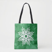Groene Waterverf Abstracte Sneeuwvlok Tote Bag (Voorkant)