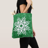 Groene Waterverf Abstracte Sneeuwvlok Tote Bag (Dichtbij)