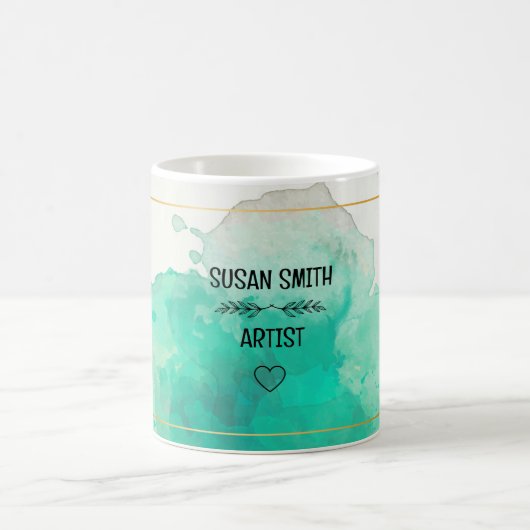  groene waterverf abstracte Uniq Koffiemok (Center)