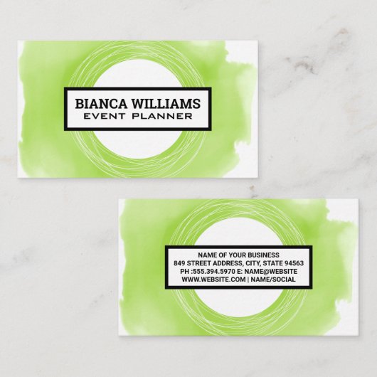 Groene Waterverf Achtergrond | artistiek Visitekaartje (Voorkant / Achterkant)