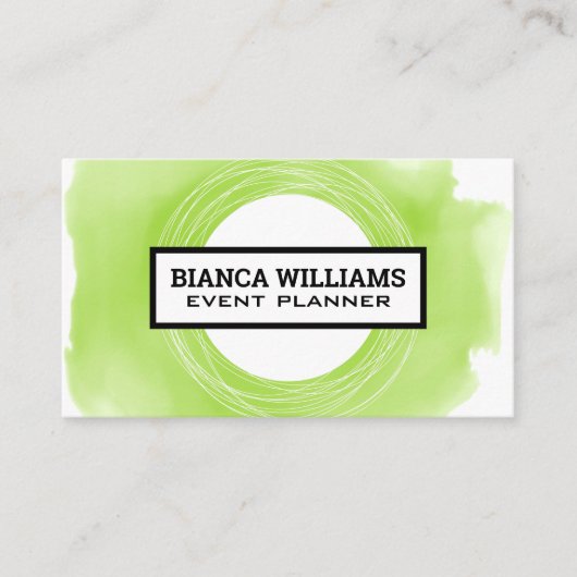 Groene Waterverf Achtergrond | artistiek Visitekaartje (Voorkant)