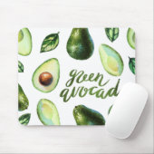 Groene Waterverf Avocado Modern Calligrafie Muismat (Met muis)