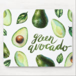 Groene Waterverf Avocado Modern Calligrafie Muismat<br><div class="desc">Waterverf mousepad met avocado-illustraties en moderne kalligrafie. Deze avocado mousepad zal perfect zijn als cadeau.</div>
