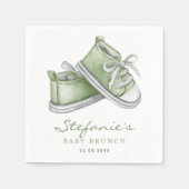 Groene Waterverf Baby Booties Baby Brunch Servet (Voorkant)