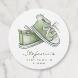 Groene Waterverf Baby Booties Baby shower Bedankjes Labels