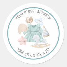 Groene Waterverf Baby Meisje Terug Adres Sticker
