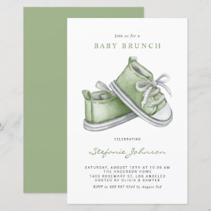 Groene Waterverf Baby Schoenen Baby Brunch Invitat