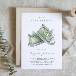 Groene Waterverf Baby Schoenen Baby Brunch Kaart