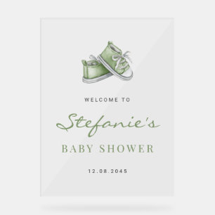 Groene Waterverf Baby Schoenen Baby shower Acryl Bord