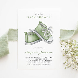 Groene Waterverf Baby Schoenen Baby shower Kaart