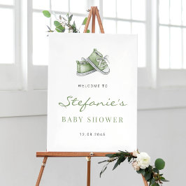 Groene Waterverf Baby Schoenen Baby shower Poster