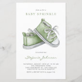 Groene Waterverf Baby Schoenen Baby Sprinkle Invit (Voorkant)