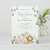 Groene Waterverf Baby Shower Invitations Boy Kaart (Staand voorkant)