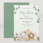 Groene Waterverf Baby Shower Invitations Boy Kaart (Voorkant / Achterkant)