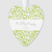 Groene Waterverf Bindnaam DATE Sweet Heart Ornament (voorkant)