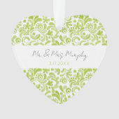 Groene Waterverf Bindnaam DATE Sweet Heart Ornament (voorkant)