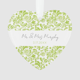 Groene Waterverf Bindnaam DATE Sweet Heart Ornament