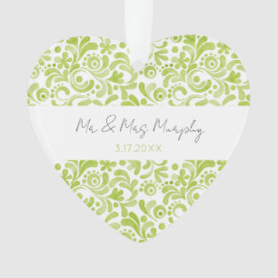 Groene Waterverf Bindnaam DATE Sweet Heart Ornament