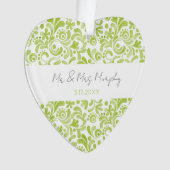 Groene Waterverf Bindnaam DATE Sweet Heart Ornament (voorkant)